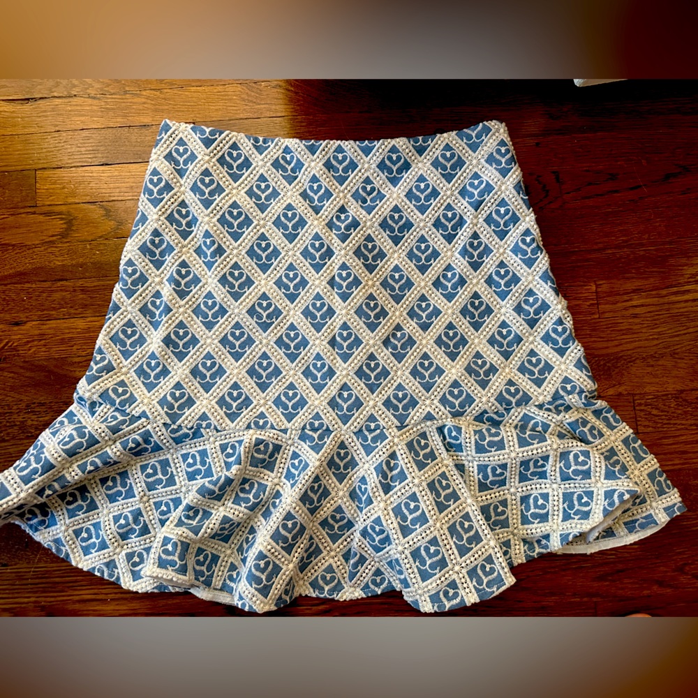 Blue and White New Sandro Knit Skirt